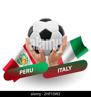 Fußballspiel, Nationalmannschaften peru gegen italien Stockfoto