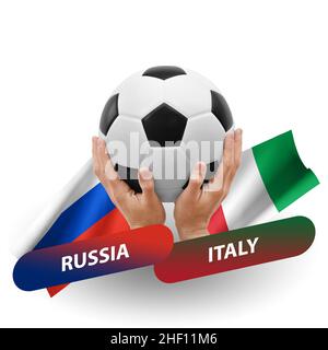 Fußballspiel, Nationalmannschaften russland gegen italien Stockfoto