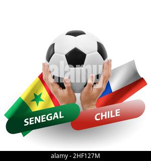 Fußballspiel, Nationalmannschaften senegal gegen chile Stockfoto