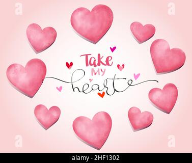 Aquarell Satz von Herzen, handgezeichnete Vektor-Illustration, Design-Elemente über die Liebe, st. valentine, Hochzeit, etc. Stock Vektor