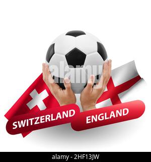 Fußballspiel, Nationalmannschaften schweiz gegen england Stockfoto
