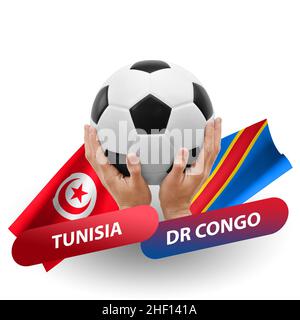Fußballspiel, Nationalmannschaften tunesien gegen dr kongo Stockfoto