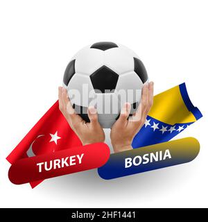 Fußballspiel, Nationalmannschaften türkei gegen bosnien Stockfoto