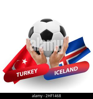 Fußballspiel, Nationalmannschaften türkei gegen island Stockfoto