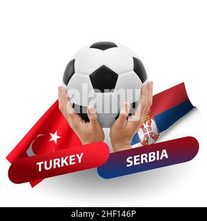 Fußballspiel, Nationalmannschaften türkei gegen serbien Stockfoto