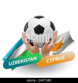 Fußballspiel, Nationalmannschaften usbekistan gegen zypern Stockfoto