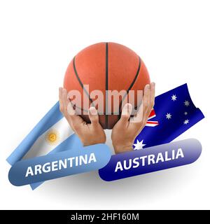 Basketballspiel, Nationalmannschaften argentinien gegen australien Stockfoto