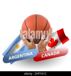 Basketball-Wettkampfspiel, Nationalmannschaften argentinien vs. kanada Stockfoto