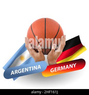 Basketball-Wettkampfspiel, Nationalmannschaften argentinien gegen deutschland Stockfoto