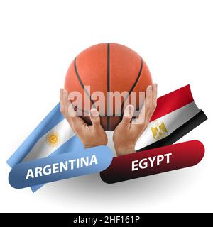 Basketball-Wettkampfspiel, Nationalmannschaften argentinien gegen ägypten Stockfoto