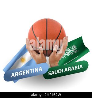 Basketball-Wettkampfspiel, Nationalmannschaften argentinien gegen saudi-arabien Stockfoto