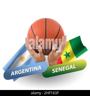 Basketball-Wettkampfspiel, Nationalmannschaften argentinien gegen senegal Stockfoto