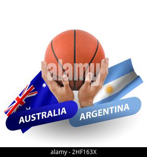 Basketballspiel, Nationalmannschaften australien vs. argentinien Stockfoto