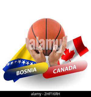 Basketball-Wettkampfspiel, Nationalmannschaften bosnien gegen kanada Stockfoto