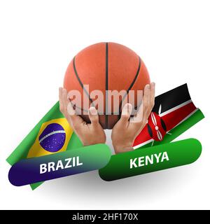 Basketball-Wettkampfspiel, Nationalmannschaften brasilien vs. kenia Stockfoto