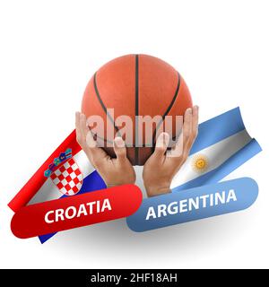 Basketball-Wettkampfspiel, Nationalmannschaften kroatien gegen argentinien Stockfoto