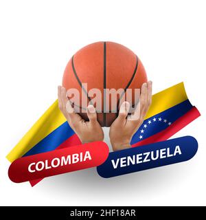 Basketball-Wettkampfspiel, Nationalmannschaften kolumbien gegen venezuela Stockfoto
