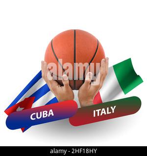 Basketball-Wettkampfspiel, Nationalmannschaften kuba gegen italien Stockfoto