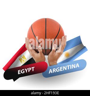 Basketball-Wettkampfspiel, Nationalmannschaften ägypten gegen argentinien Stockfoto