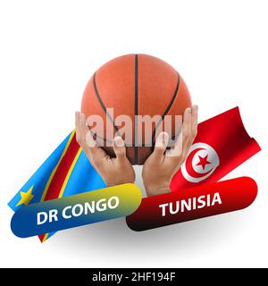 Basketball-Wettkampfspiel, Nationalmannschaften dr kongo gegen tunesien Stockfoto