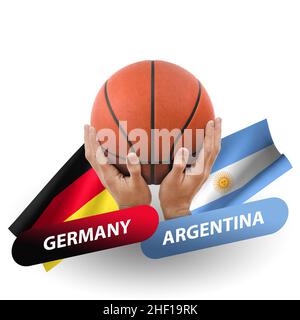 Basketball-Wettkampfspiel, Nationalmannschaften deutschland gegen argentinien Stockfoto