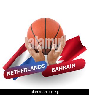 Basketball-Wettkampfspiel, Nationalmannschaften niederlande gegen bahrain Stockfoto
