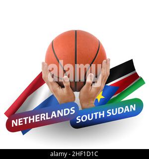 Basketball-Wettkampfspiel, Nationalmannschaften niederlande vs südsudan Stockfoto