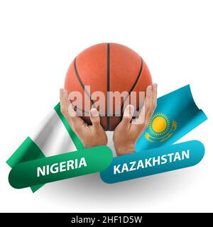 Basketball-Wettkampfspiel, Nationalmannschaften nigeria gegen kasachstan Stockfoto