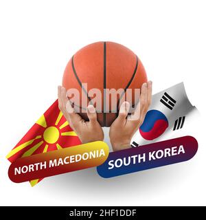 Basketball-Wettkampfspiel, Nationalmannschaften Nord-mazedonien gegen Südkorea Stockfoto