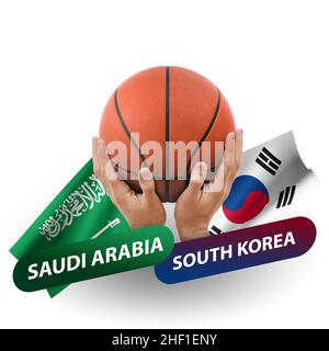 Basketball-Wettkampfspiel, Nationalmannschaften saudi-arabien vs. Südkorea Stockfoto