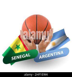 Basketball-Wettkampfspiel, Nationalmannschaften senegal gegen argentinien Stockfoto