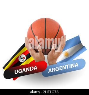 Basketball-Wettkampfspiel, Nationalmannschaften uganda gegen argentinien Stockfoto