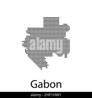Vektorgrafikkarte Gabun. Isolierte Vektorgrafik. Schwarz auf grauem Hintergrund. EPS-Illustration. vektorgrafik Stock Vektor