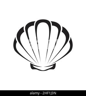 Muschel Muschel Design Silhouette Umriss stilisierte Symbol Symbol Emblem Vektor auf weißem Hintergrund isoliert Stock Vektor