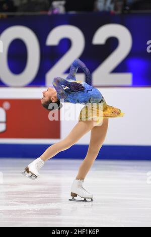 Tallinn, Estland. 13 2021. Januar: Marina PIREDDA (ITA), während des Women Short Program, bei den ISU-Europameisterschaften im Eiskunstlauf 2022, in der Tondiraba Ice Hall, am 13. Januar 2022 in Tallinn, Estland. Quelle: Raniero Corbelletti/AFLO/Alamy Live News Stockfoto