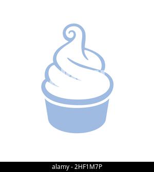 Einfache Spaß Cartoon weich servieren Eis weiße Vanille in Tasse Symbol Emblem Logo Vektor auf weißem Hintergrund isoliert Stock Vektor
