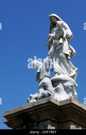 Notre Dame des Naufrages von Godebski, Pointe du Raz, Plogoff, Finistere, Bretagne, Frankreich, Europa Stockfoto