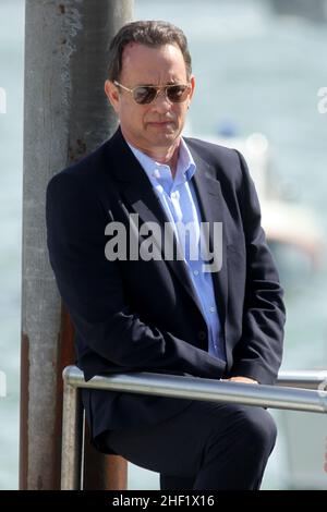 Tom Hanks während der Dreharbeiten zu 'Inferno' von Ron Howard in Venedig, Italien, 28. april 2015 Stockfoto