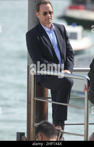 Tom Hanks während der Dreharbeiten zu 'Inferno' von Ron Howard in Venedig, Italien, 28. april 2015 Stockfoto