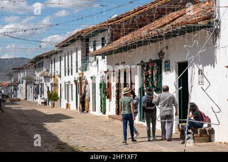 Streetscene, Villa de Leyva, Boyacá, Kolumbien Stockfoto
