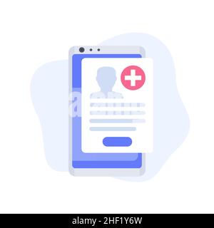 Online-Anamnese, Patientenakte in App Stock Vektor