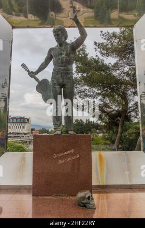 PODGORICA, MONTENEGRO - 4. JUNI 2019: Vladimir Vysotsky Statue in Podgorica, Hauptstadt von Montenegro Stockfoto