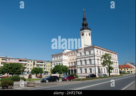 TownA Hall in Strzelce Opolskie, Woiwodschaft Opole, Polen Stockfoto