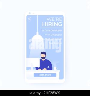 Wir stellen Softwareentwickler ein, Vektorbanner Stock Vektor