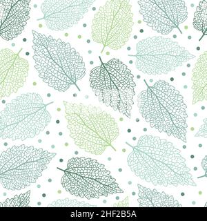 Elegantes, trendiges, nahtloses Vektor-Blümchenmuster aus exotischen Brennnesselblättern. Trendy Laub wiederholende Textur Hintergrund für Textil Stock Vektor