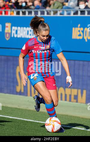 BARCELONA - DEZ 18: Lieke Martens in Aktion beim Primera Division Femenina-Spiel zwischen dem FC Barcelona und Rayo Vallecano bei der Johan Cruyff Sta Stockfoto