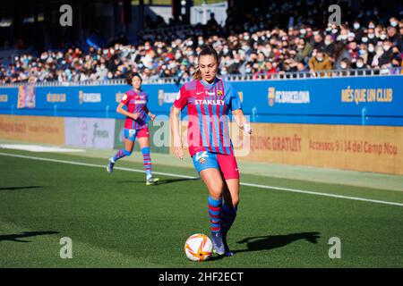 BARCELONA - DEZ 18: Lieke Martens in Aktion beim Primera Division Femenina-Spiel zwischen dem FC Barcelona und Rayo Vallecano bei der Johan Cruyff Sta Stockfoto