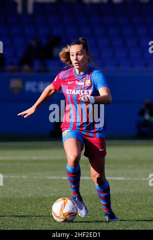 BARCELONA - DEZ 18: Lieke Martens in Aktion beim Primera Division Femenina-Spiel zwischen dem FC Barcelona und Rayo Vallecano bei der Johan Cruyff Sta Stockfoto