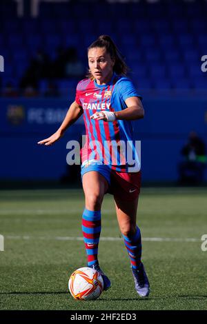 BARCELONA - DEZ 18: Lieke Martens in Aktion beim Primera Division Femenina-Spiel zwischen dem FC Barcelona und Rayo Vallecano bei der Johan Cruyff Sta Stockfoto