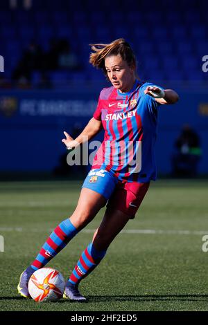 BARCELONA - DEZ 18: Lieke Martens in Aktion beim Primera Division Femenina-Spiel zwischen dem FC Barcelona und Rayo Vallecano bei der Johan Cruyff Sta Stockfoto